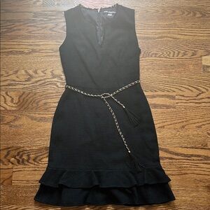Karl Lagerfeld Black Sleeveless Dress with Chain Belt size 2 NWT